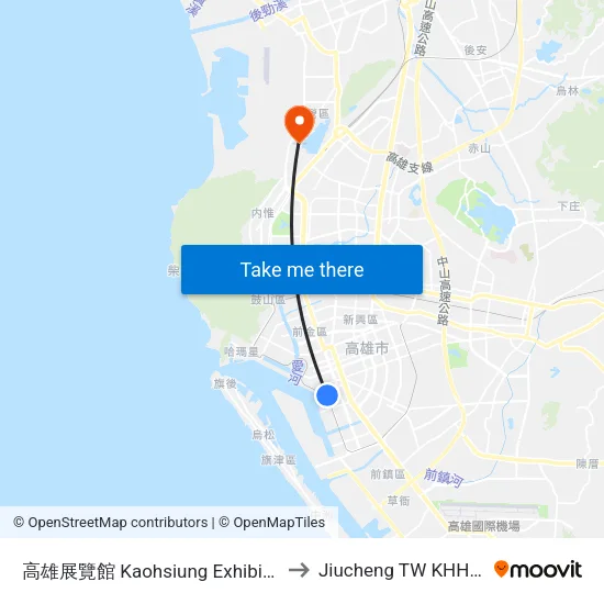 高雄展覽館 Kaohsiung Exhibition Center to Jiucheng TW KHH Taiwan map