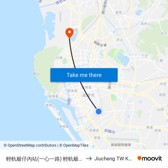 輕軌籬仔內站(一心一路) 輕軌籬仔內站(一心一路) to Jiucheng TW KHH Taiwan map