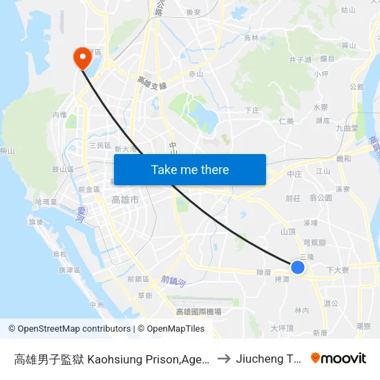 高雄男子監獄 Kaohsiung Prison,Agency Of Corrections,Ministry Of Justice to Jiucheng TW KHH Taiwan map