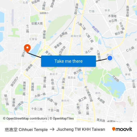 慈惠堂 Cihhuei Temple to Jiucheng TW KHH Taiwan map