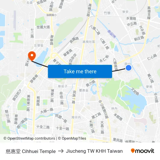 慈惠堂 Cihhuei Temple to Jiucheng TW KHH Taiwan map