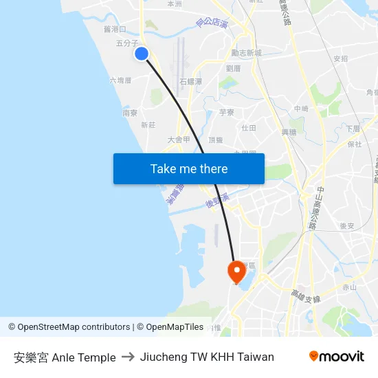 安樂宮 Anle Temple to Jiucheng TW KHH Taiwan map