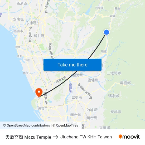 天后宮廟 Mazu Temple to Jiucheng TW KHH Taiwan map
