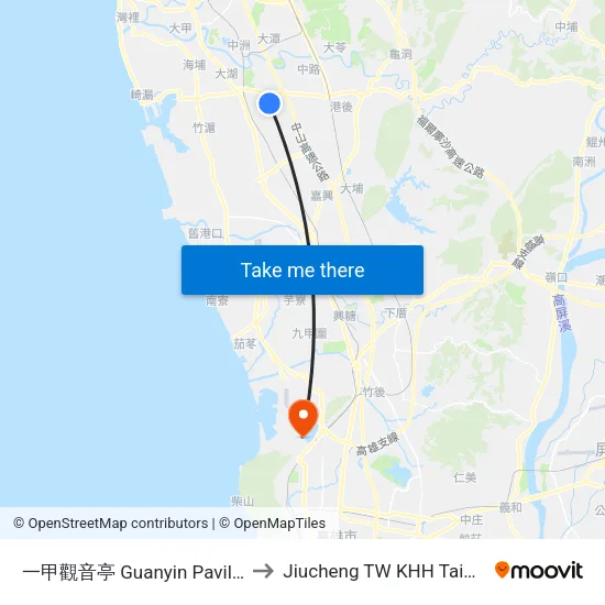 一甲觀音亭 Guanyin Pavilion to Jiucheng TW KHH Taiwan map