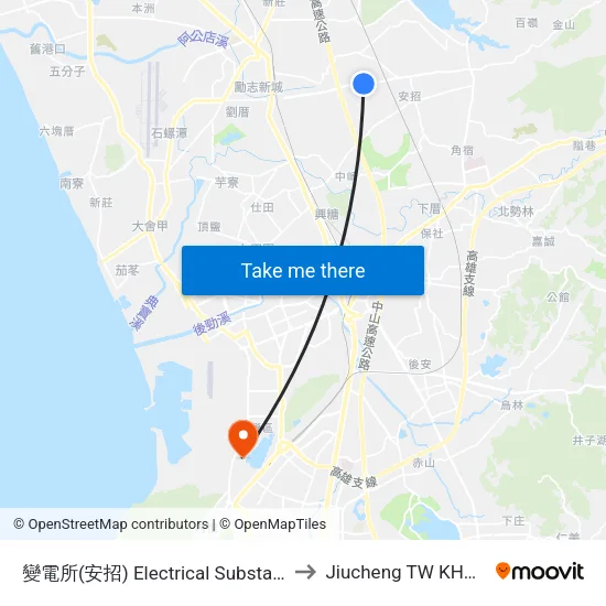 變電所(安招) Electrical Substation(Anjhao) to Jiucheng TW KHH Taiwan map