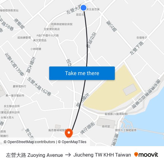 左營大路 左營大路 to Jiucheng TW KHH Taiwan map