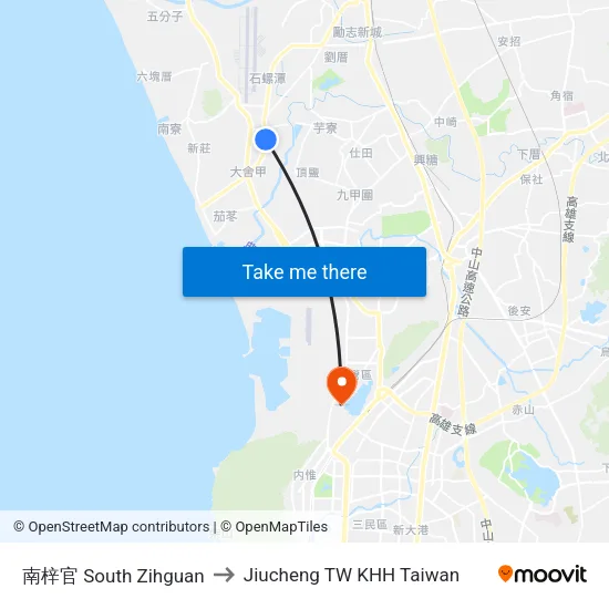 南梓官 South Zihguan to Jiucheng TW KHH Taiwan map