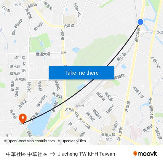 中華社區 中華社區 to Jiucheng TW KHH Taiwan map