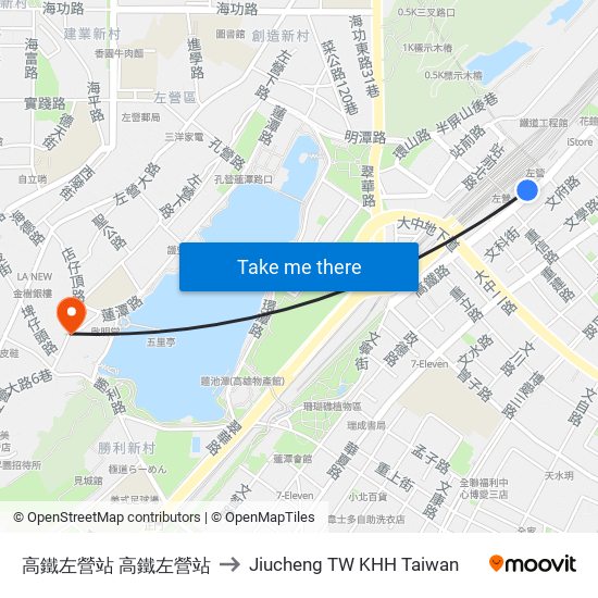 高鐵左營站 高鐵左營站 to Jiucheng TW KHH Taiwan map