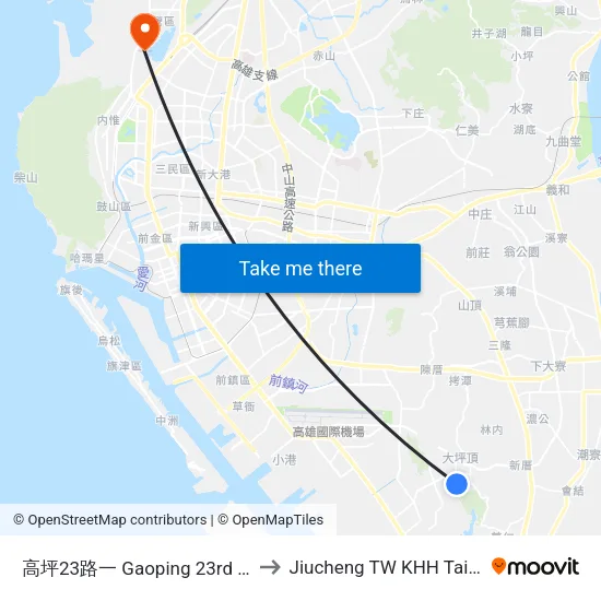 高坪23路一 Gaoping 23rd Rd. I to Jiucheng TW KHH Taiwan map