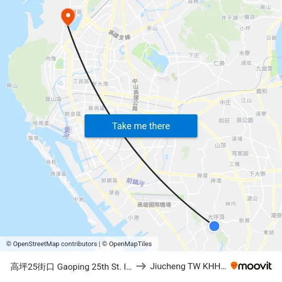 高坪25街口 Gaoping 25th St. Intersection to Jiucheng TW KHH Taiwan map