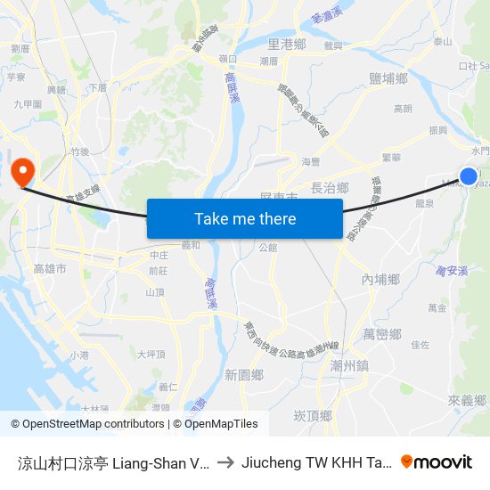 涼山村口涼亭 Liang-Shan Village to Jiucheng TW KHH Taiwan map