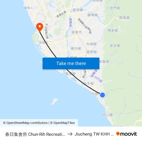 春日集會所 Chun-Rih Recreation Center to Jiucheng TW KHH Taiwan map