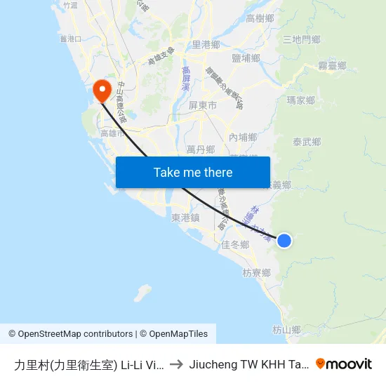 力里村(力里衛生室) Li-Li Villiage to Jiucheng TW KHH Taiwan map