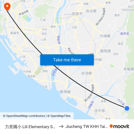 力里國小 Lili Elementary School to Jiucheng TW KHH Taiwan map