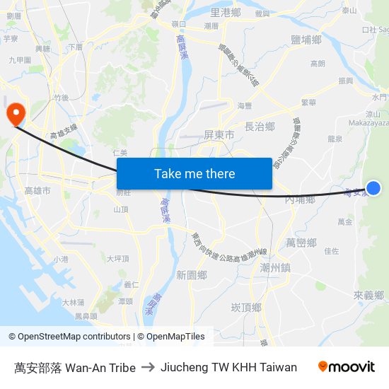 萬安部落 Wan-An Tribe to Jiucheng TW KHH Taiwan map
