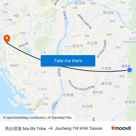 馬仕部落 Ma-Shi Tribe to Jiucheng TW KHH Taiwan map