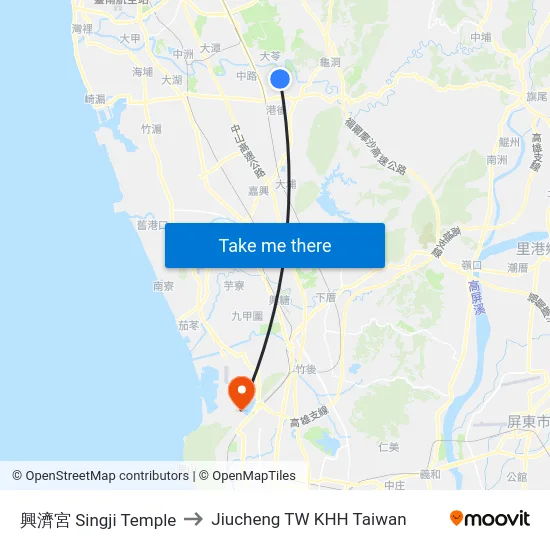 興濟宮 Singji Temple to Jiucheng TW KHH Taiwan map