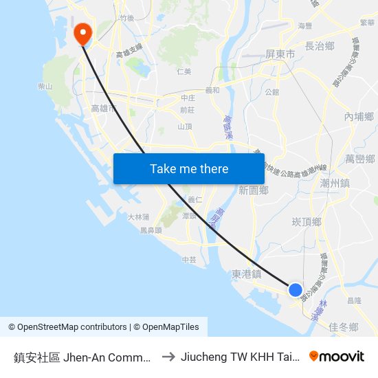 鎮安社區 Jhen-An Community to Jiucheng TW KHH Taiwan map