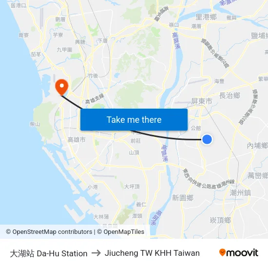 大湖站 Da-Hu Station to Jiucheng TW KHH Taiwan map