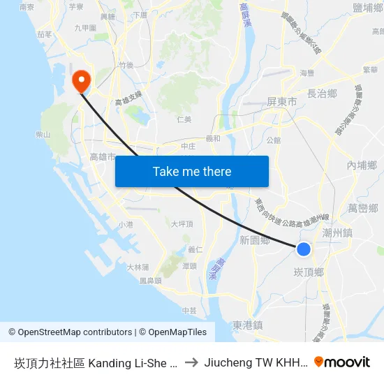 崁頂力社社區 Kanding Li-She Community to Jiucheng TW KHH Taiwan map