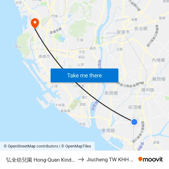 弘全幼兒園 Hong-Quan Kindergarten to Jiucheng TW KHH Taiwan map