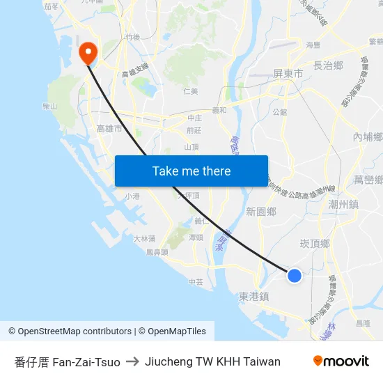 番仔厝 Fan-Zai-Tsuo to Jiucheng TW KHH Taiwan map