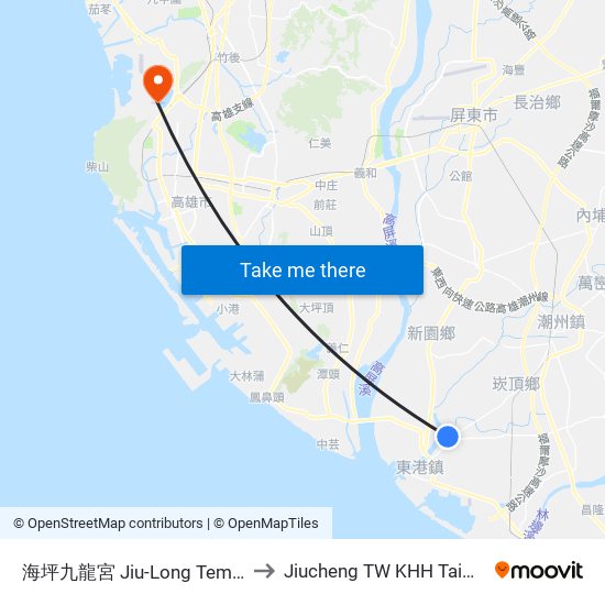 海坪九龍宮 Jiu-Long Temple to Jiucheng TW KHH Taiwan map