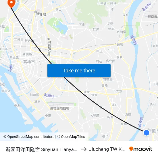 新園田洋田隆宮 Sinyuan Tianyangtianlong Temple to Jiucheng TW KHH Taiwan map