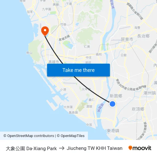 大象公園 Da-Xiang Park to Jiucheng TW KHH Taiwan map