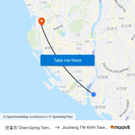 澄瀛宮 Chen-Gying Temple to Jiucheng TW KHH Taiwan map
