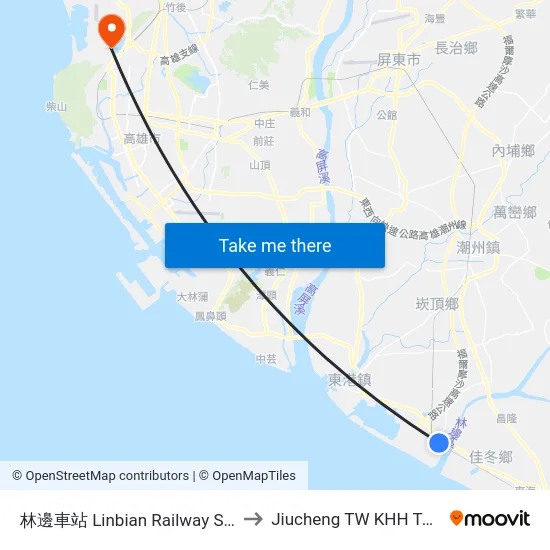 林邊車站 Linbian Railway Station to Jiucheng TW KHH Taiwan map