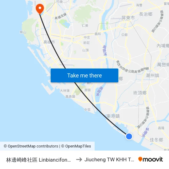 林邊崎峰社區 Linbiancifong  Office to Jiucheng TW KHH Taiwan map
