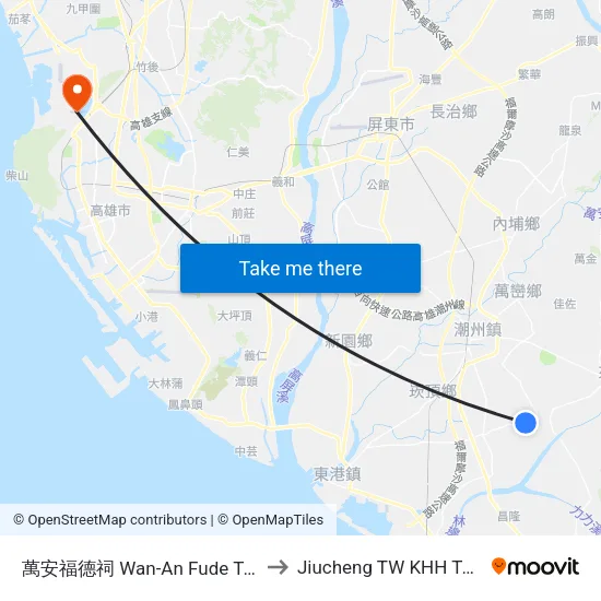 萬安福德祠 Wan-An Fude Temple to Jiucheng TW KHH Taiwan map