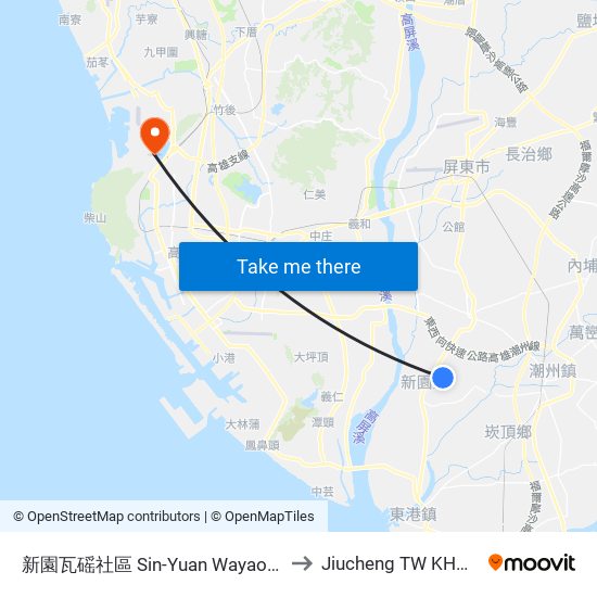 新園瓦磘社區 Sin-Yuan Wayao Community to Jiucheng TW KHH Taiwan map