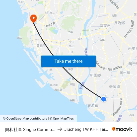 興和社區 Xinghe Community to Jiucheng TW KHH Taiwan map