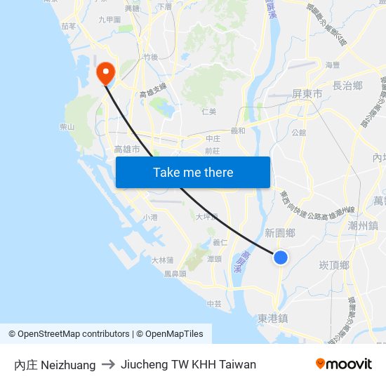 內庄 Neizhuang to Jiucheng TW KHH Taiwan map