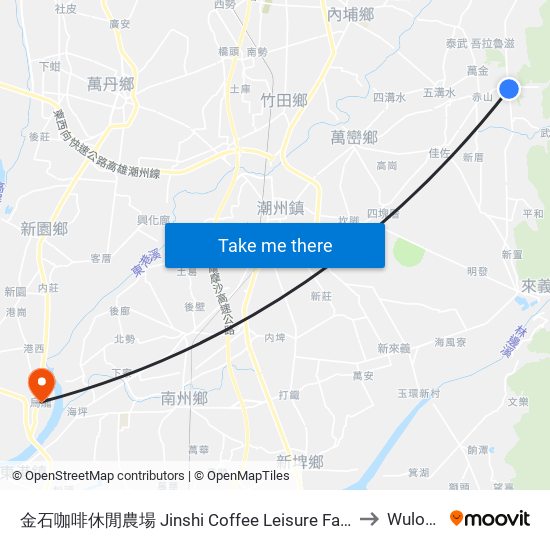 金石咖啡休閒農場 Jinshi Coffee Leisure Farm to Wulong map