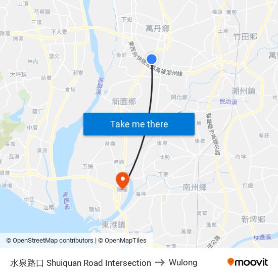 水泉路口 Shuiquan Road Intersection to Wulong map