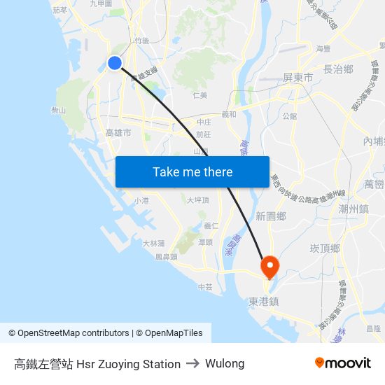 高鐵左營站 Hsr Zuoying Station to Wulong map