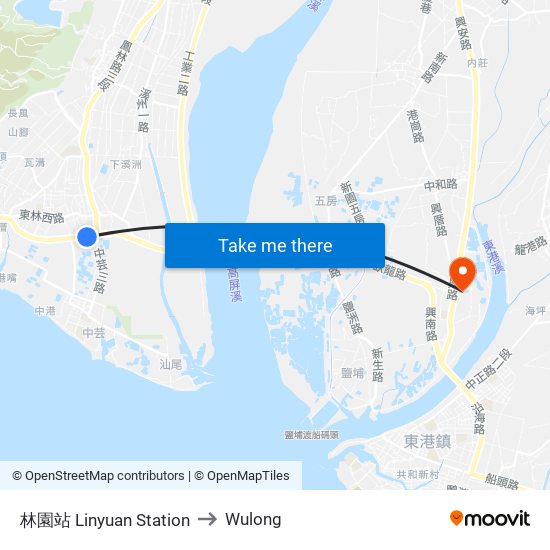 林園站 Linyuan Station to Wulong map