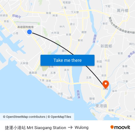 捷運小港站 Mrt Siaogang Station to Wulong map