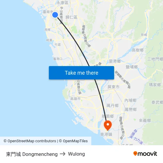 東門城 Dongmencheng to Wulong map