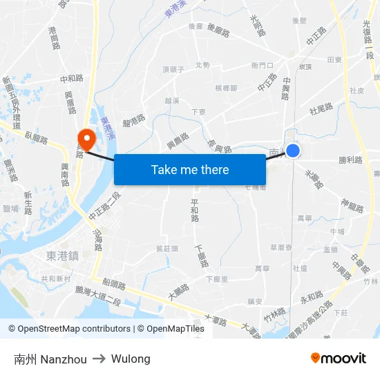 南州 Nanzhou to Wulong map