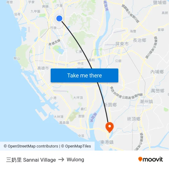 三奶里 Sannai Village to Wulong map