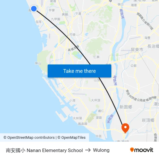 Nan'an Elementary School to Wulong map