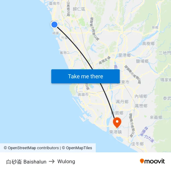 白砂崙 Baishalun to Wulong map