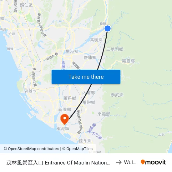 茂林風景區入口 Entrance Of Maolin National Scenic Area to Wulong map