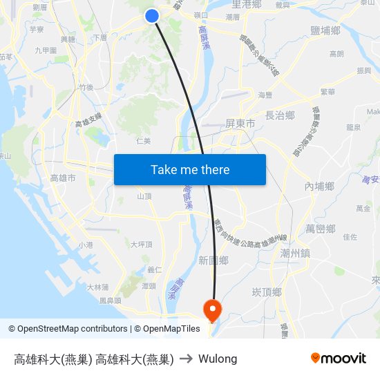 高雄科大(燕巢) 高雄科大(燕巢) to Wulong map