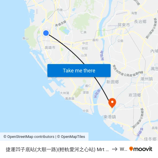 捷運凹子底站(大順一路)(輕軌愛河之心站) Mrt Aozihdi Station(Dashun 1st Rd.)(Lrt Heart Of Love River Station) to Wulong map